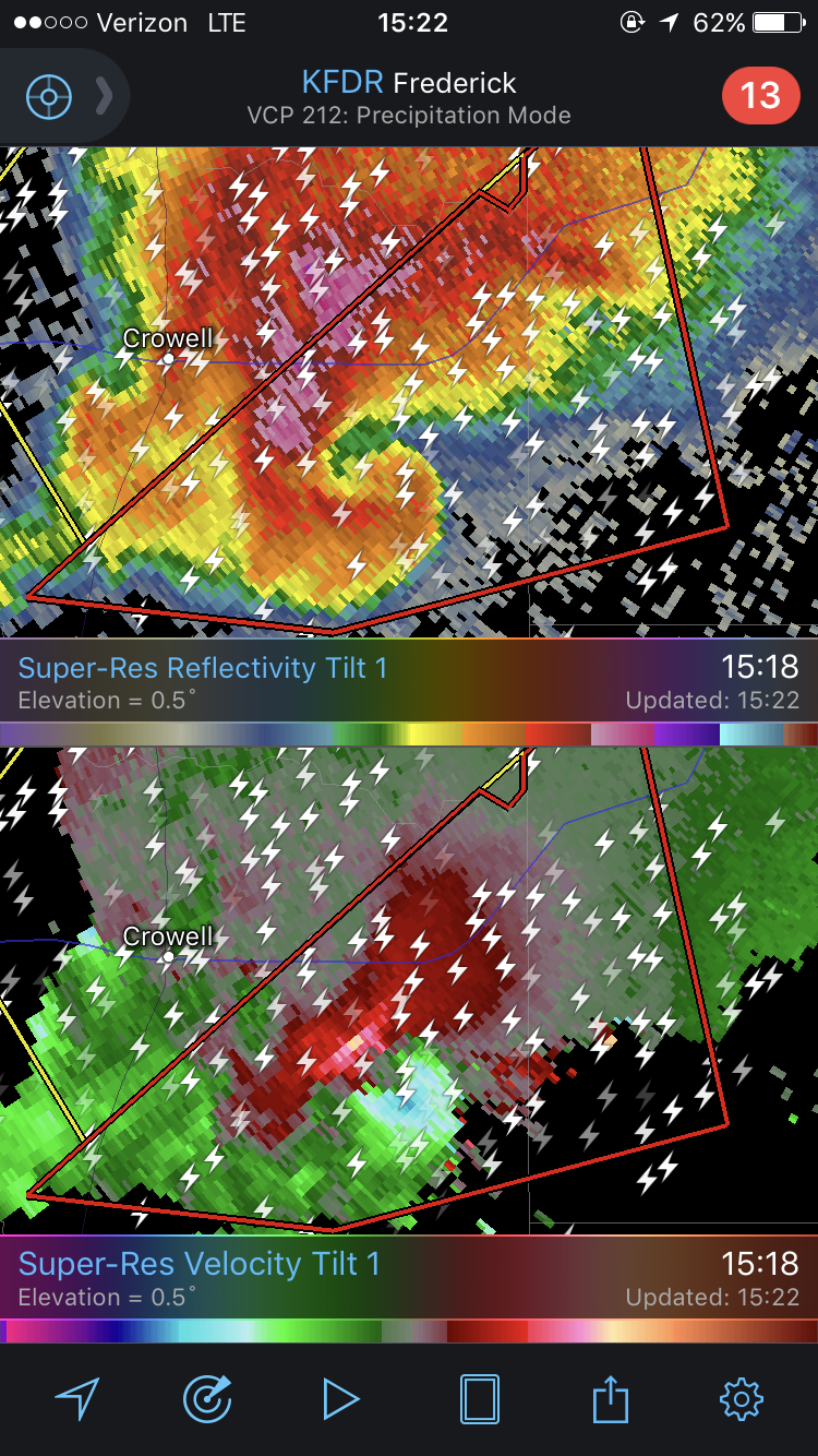 radar image of tornado